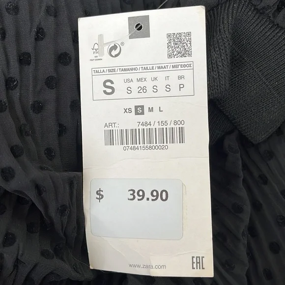 Zara sheer black polka dot short sleeve blouse, NWT, size S - Picture 8 of 8